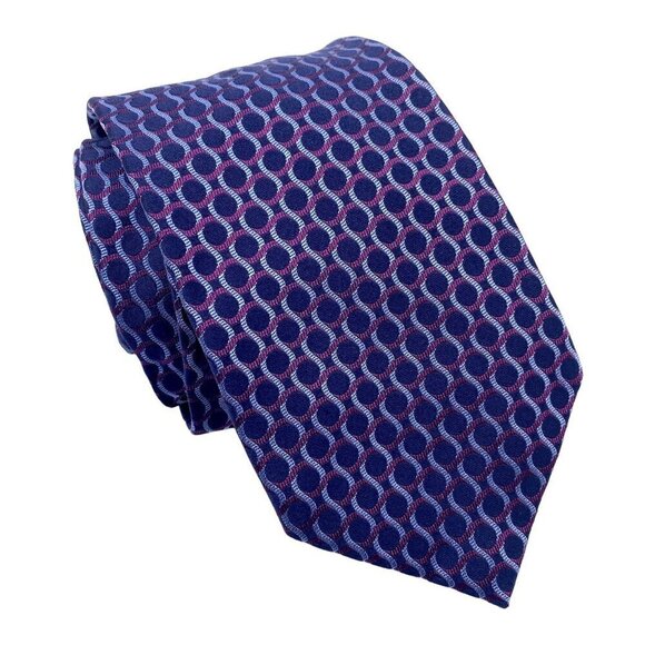 MASSIMO BIZZOCCHI  Mens Necktie Luxury Silk Tie Navy Blue Purple Modern Woven - Picture 1 of 7